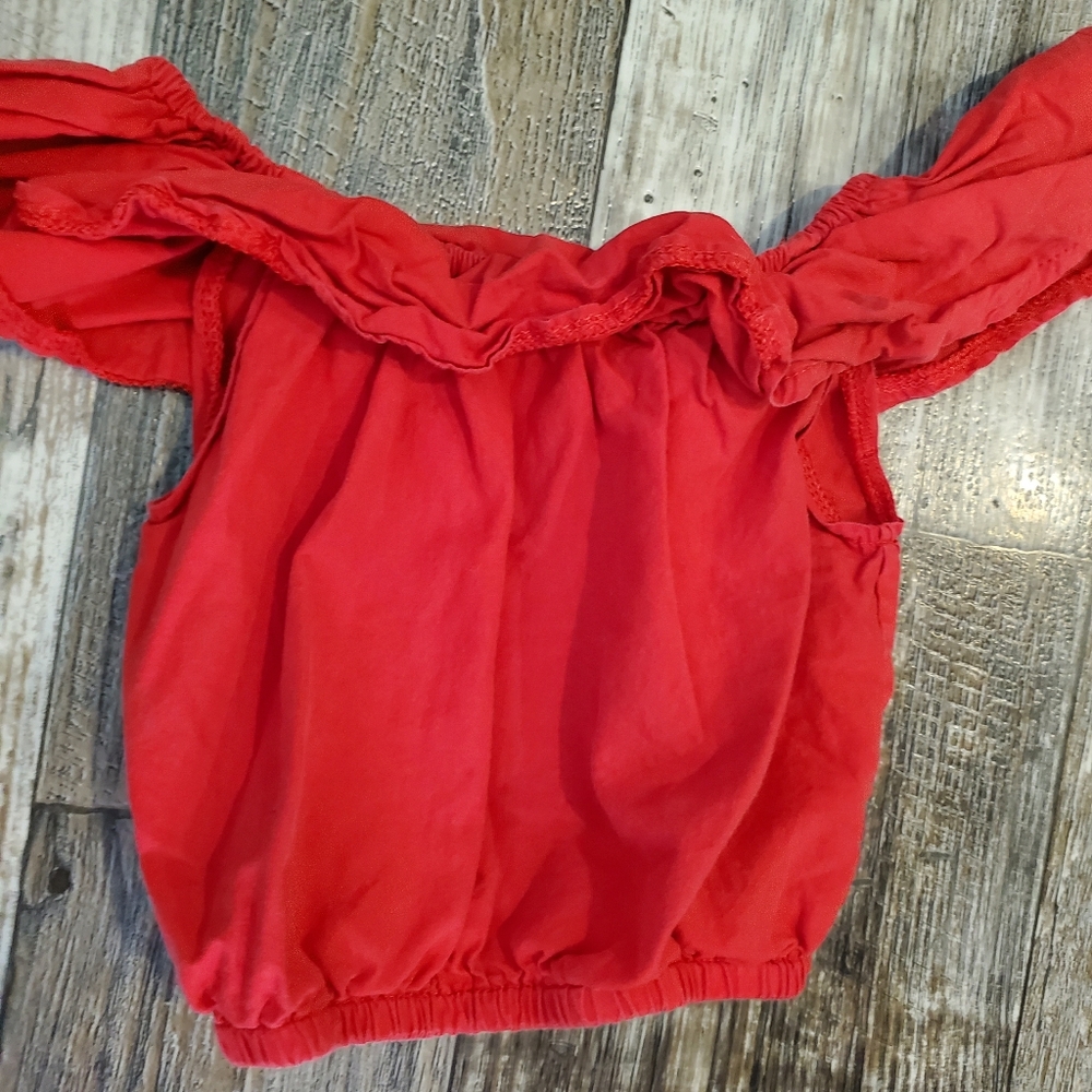 100- Ruffled Crop Top-Red (Size 2t) - Picture 3 of 10